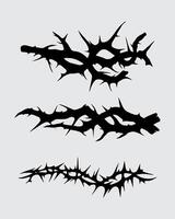 Thorn pointed brunch stick brutalism element bundle set streetwear clothing design editable vector
