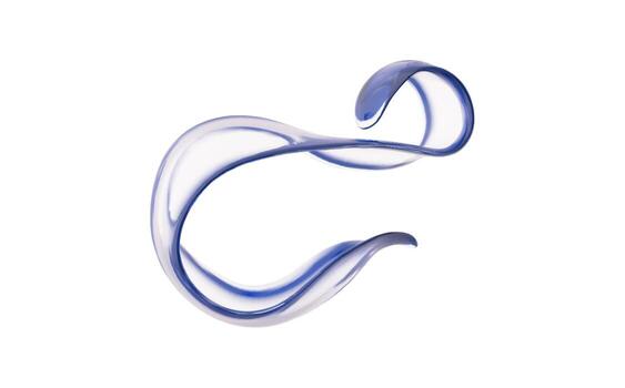 3d Liquid Glass Ribbon Shape and Abstract Fluid Background. Gradient Element Blends Transparent Holographic Wave with Purple Design. Futuristic Glossy Curve and Swirl for Dynamic Art. vector