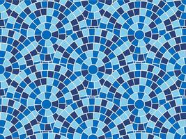Tile sea pattern Greek blue mosaic texture background Rome Roman circle border. Retro ethnic marble floor ornament illustration. Classic interior wall radial frame design. vector