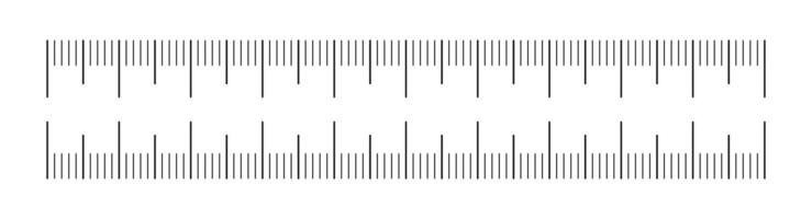 Double-sided measuring chart with 10 cm. Ruler scale 10 centimeters without numbers. Ruler scale, template of sewing tool. Length measurement height, math, distance. vector
