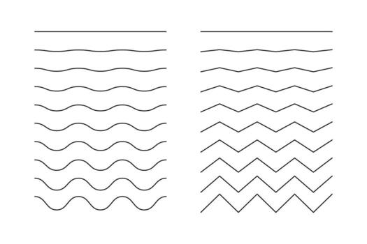 Waves line set. Set of wavy lines. zigzag and wavy horizontal underline. Pattern of wave ornaments. Wave thin line background. vector