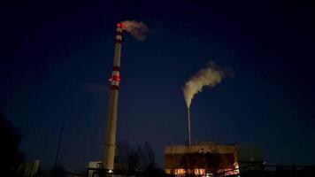A factory with smoke coming out of the chimneys video