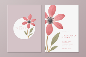 moderno minimalista Rosa flor Casamento convite Projeto com suave botânico toque psd