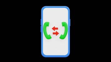 3D Call Forwarding on Smartphone Animation, Alpha Channel video
