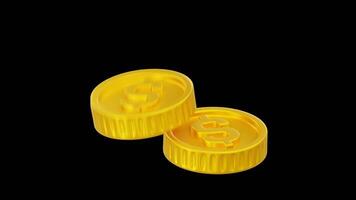 Bouncing 3D Gold Coins Animation, Alpha Channel, 4K Animation video
