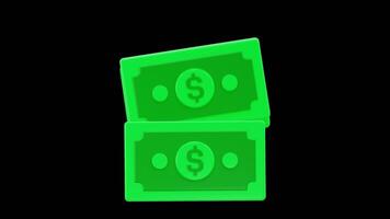 Bouncing 3D Money Banknotes Animation, Alpha Channel, 4K Animation video