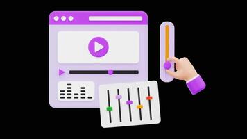 3d animação do edição interface, alfa canal, 4k animação video