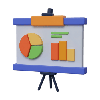 un' 3d interpretazione di un' presentazione tavola con grafici isolato su trasparente sfondo icona png