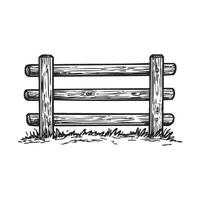 Rustic wooden fence design for country landscape decoration vector
