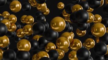 Gold and Black Shiny Balloons Floating in Depth, Seamless Loop Background for Black Friday video