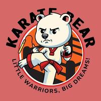 Karate bear little warriors big dreams vector
