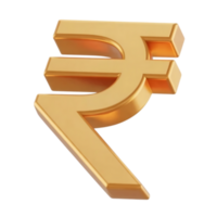 A golden indian rupee symbol represents wealth and financial security isolated on transparent background png