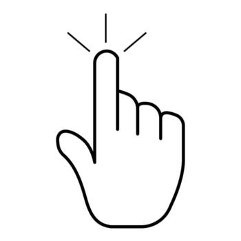 haciendo clic dedo icono para llamada a acción en aplicaciones, sitios web, toque pantalla interfaz, y usuario experiencia vector