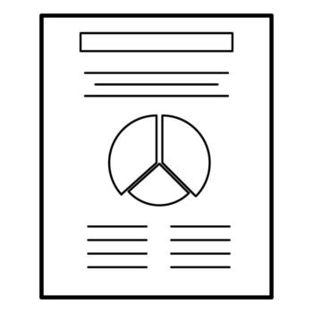 Professional document displaying pie chart and text for business presentation, data analysis vector