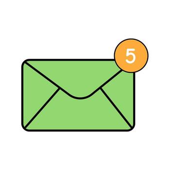 Fresco bandeja de entrada alerta cinco no leído mensajes esperando digital comunicación esencial notificación moderno diseño vector