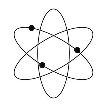 Illustrative atom model orbiting electrons for science education and technology concepts design element vector