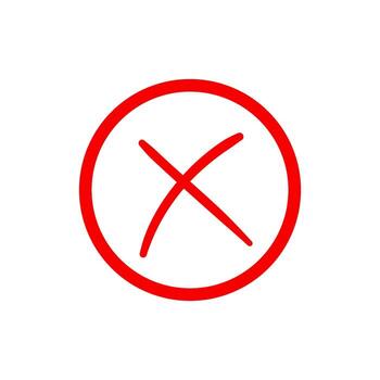 Red Cross symbol, representing error, cancellation icon vector