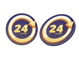 24 hour icons and symbols, for tv shows, advertising graphics vector