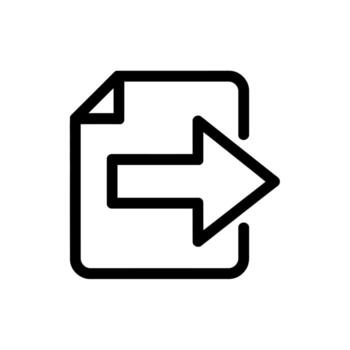 Document with outgoing arrow icon representing export or share action vector