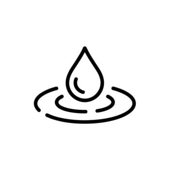 Simple line art icon of a water drop creating ripples on a surface vector