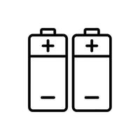 Two simple black line icons of aa batteries side by side on a white background vector
