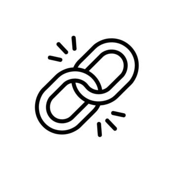 Broken chain link icon representing a weak connection or disconnection vector