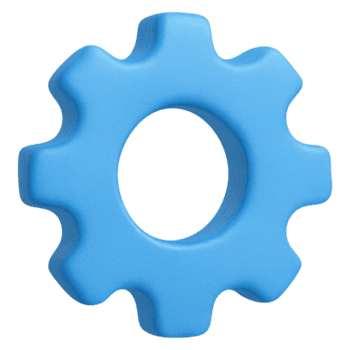 plastica stile blu 3d Ingranaggio impostazioni icona isolato su trasparente sfondo ideale per interfaccia utensili sistema configurazione e App sviluppo png