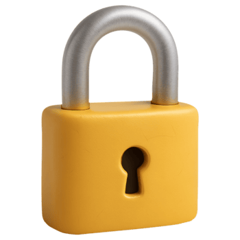 gul 3d hänglås ikon i plastig stil isolerat på transparent bakgrund för säkra tillgång och data skydd gränssnitt png