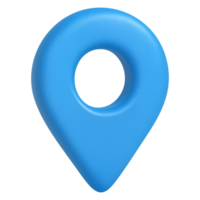 Blue 3D location pin icon in plasticky style isolated on transparent background for map navigation and GPS UI png