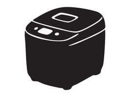 Black silhouette of bread maker machine, isolated on white background, kitchen appliance illustration. concept of cooking, home baking, kitchenware, icon, logo, design element vector