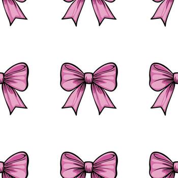 un repitiendo modelo de rosado arcos en un blanco fondo, ideal para tela o regalo envase diseños vector