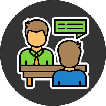 entrevista mínimo gris circulo icono vector