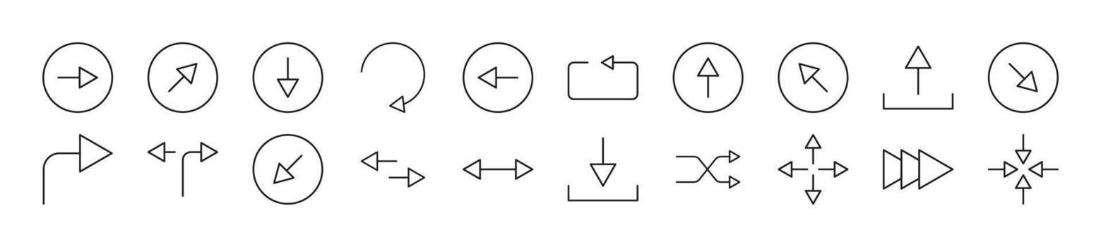 Arrows linear icons collection. Editable stroke. Simple linear illustration for web sites, newspapers, articles book vector