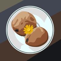 Bread and cup of hot chocolate vector