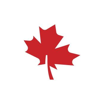 Modern, minimalist red maple leaf logo. Ideal for branding, print, and web design. Perfect as a simple, clean icon or symbol. vector