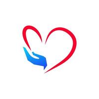 Modern Charity Logo Design Blue Hand and Red Heart Icon vector