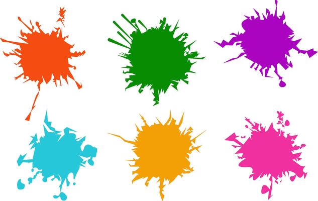 Six Colorful Paint Splatter Shapes Graphics for Branding