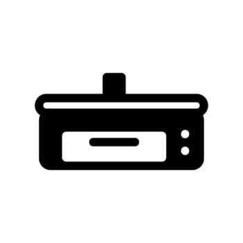 Front View of a Countertop Pizza Oven with a Handle and Vents vector