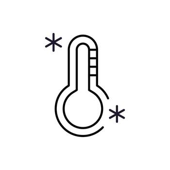Thermometer with Snow Minimalistic Linear Pictogram for Web and Graphic Design, Apps, Banners, Social Network and Cards vector