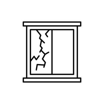 Broken Window Modern Outline Style Icon for Design, Cards, Apps, Social Networks vector