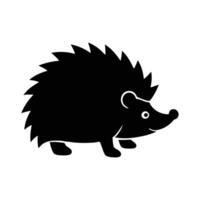 Simple black silhouette of a cute cartoon hedgehog vector