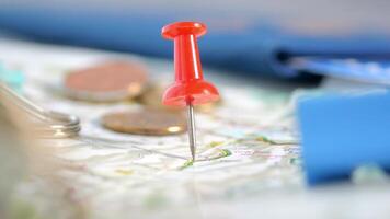 Navigating with a map and a red pin in a local area video