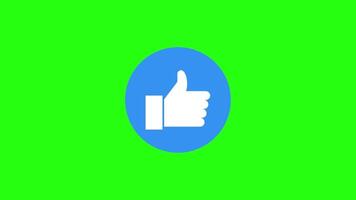 Like button icon on green screen background video