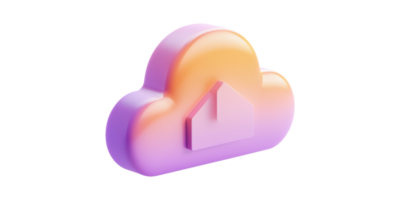 Cloud-Shaped Icon With House Symbol. Concept Of Cloud Computing And Smart Home Technology Isolated On Transparent Background png