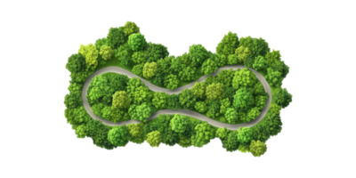 Infinity-Shaped Road Through Lush Green Forest Symbolizing Sustainability And Endless Journey Isolated On Transparent Background png