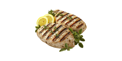 Grilled Chicken Breasts With Lemon And Herbs. Healthy Protein-Rich Meal Isolated On Transparent Background png