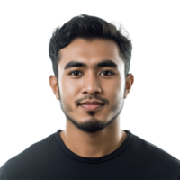 Young Man In Black Shirt Portrait. Confident Expression Isolated On Transparent Background png