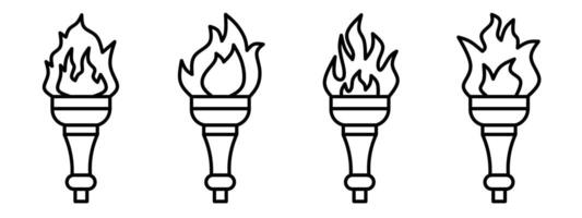 Torch, torch icon with lines. vector