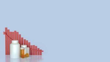 Drug bottle and red chart for Medical or health concept 3d Rendering. photo