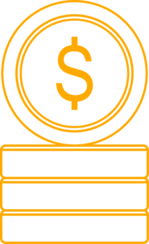 Yellow line stack dollar coin png